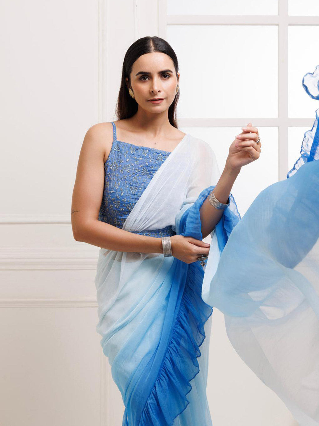 Urban Pallu Ombre Poly Georgette Saree