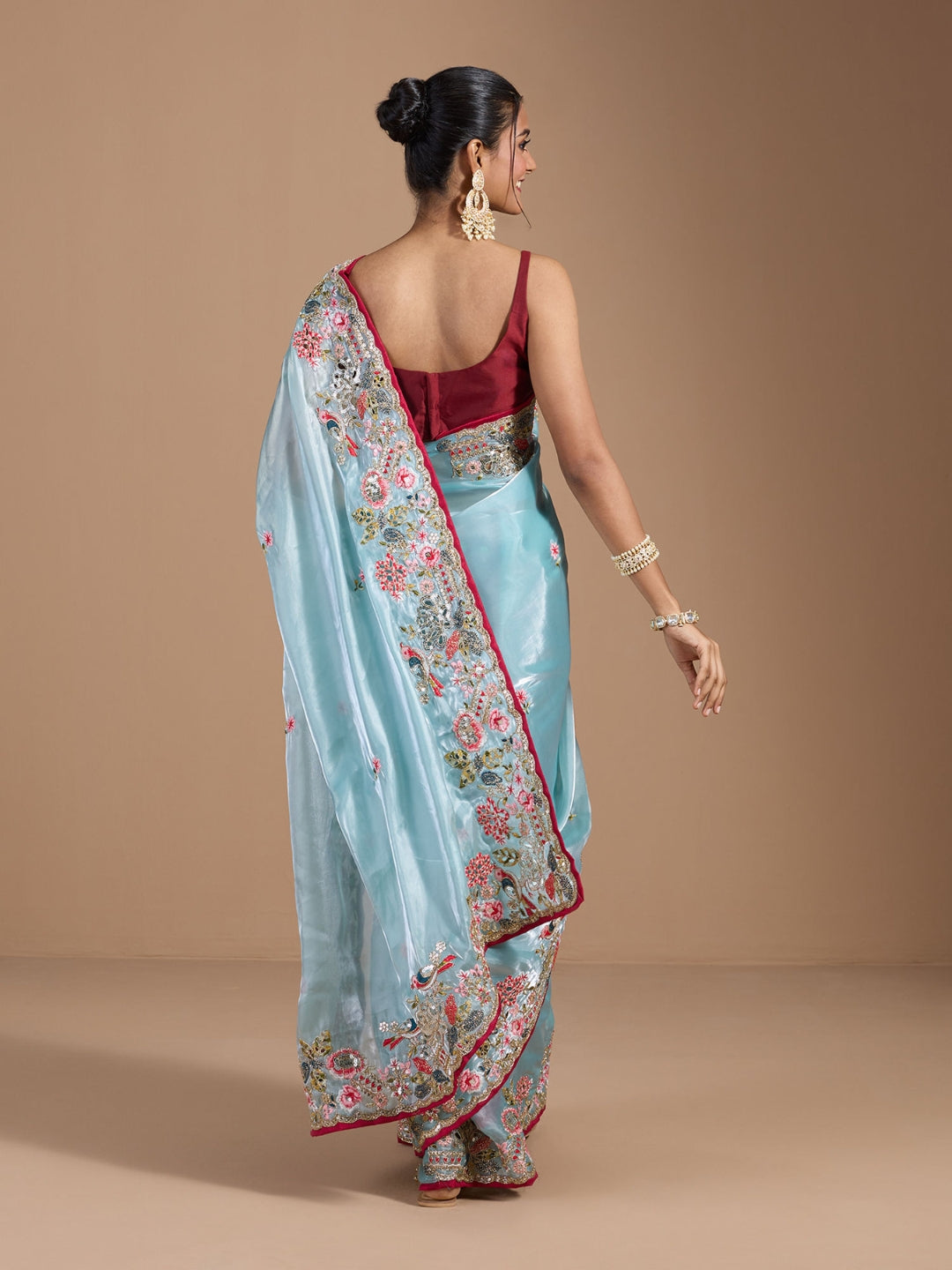 Urban Pallu Embroidered Tissue Festive Saree