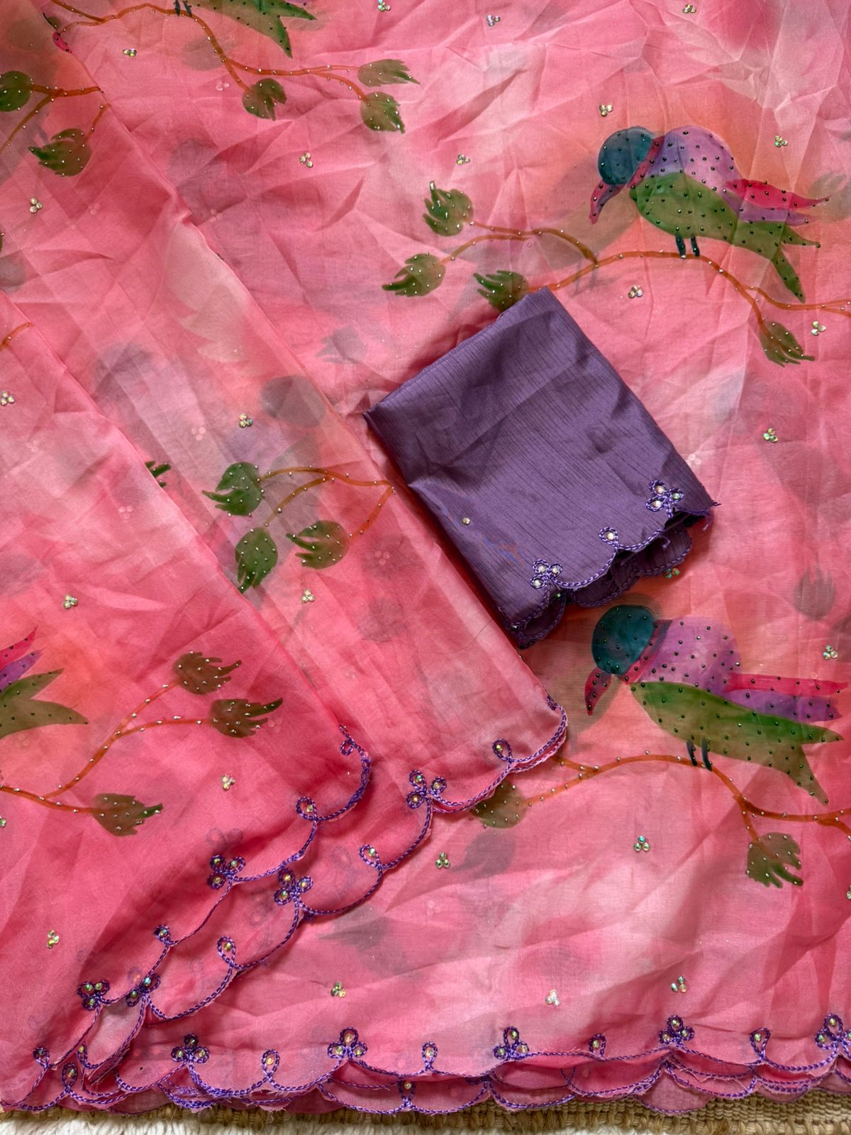 Urban Pallu Printed Organza Festive Saree