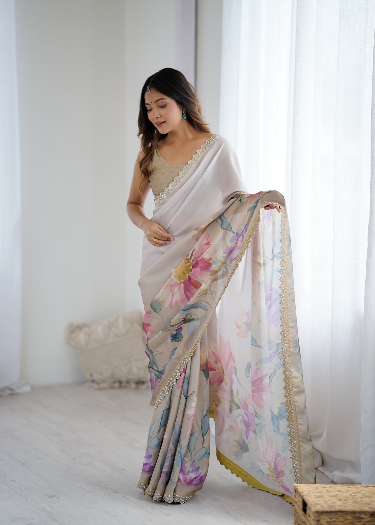 Urban Pallu Printed Silk Blend Daily Saree