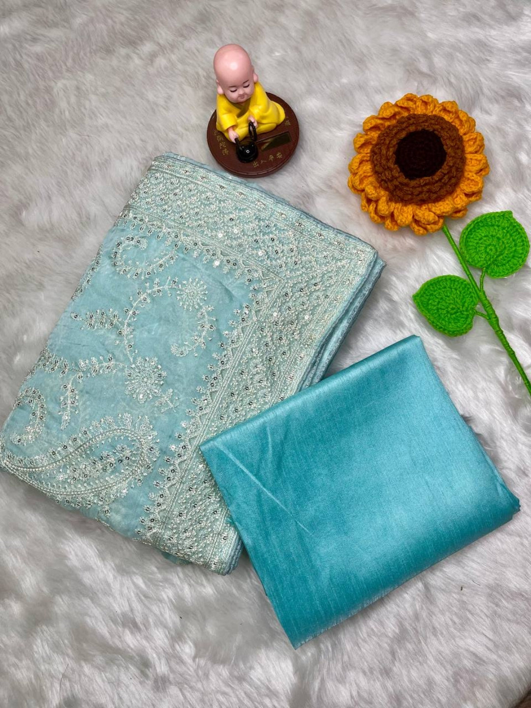 Urban Pallu Embroidered Silk Blend Festive Saree
