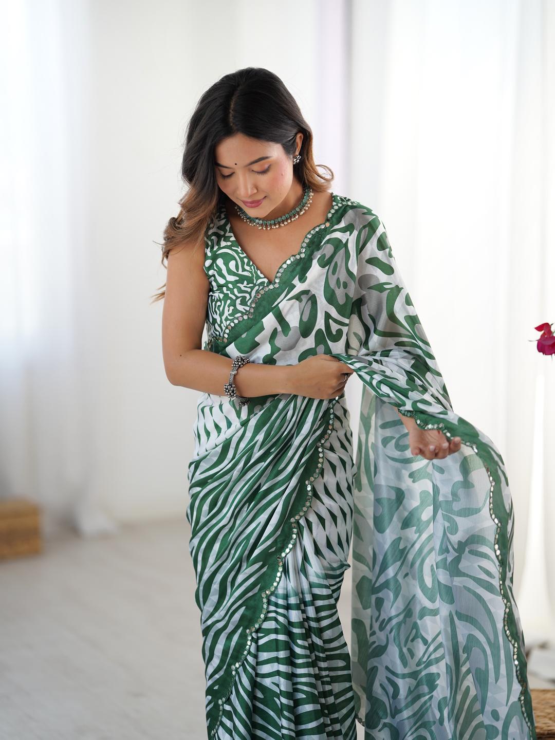 Urban Pallu Sequinned Silk Blend Designer Saree
