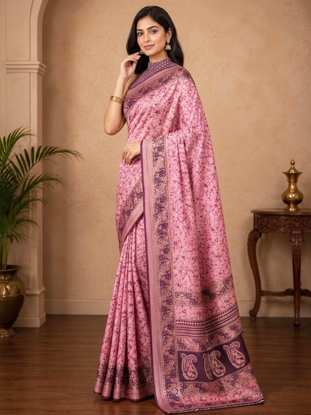 Urban Pallu Printed Silk Blend Festive Saree