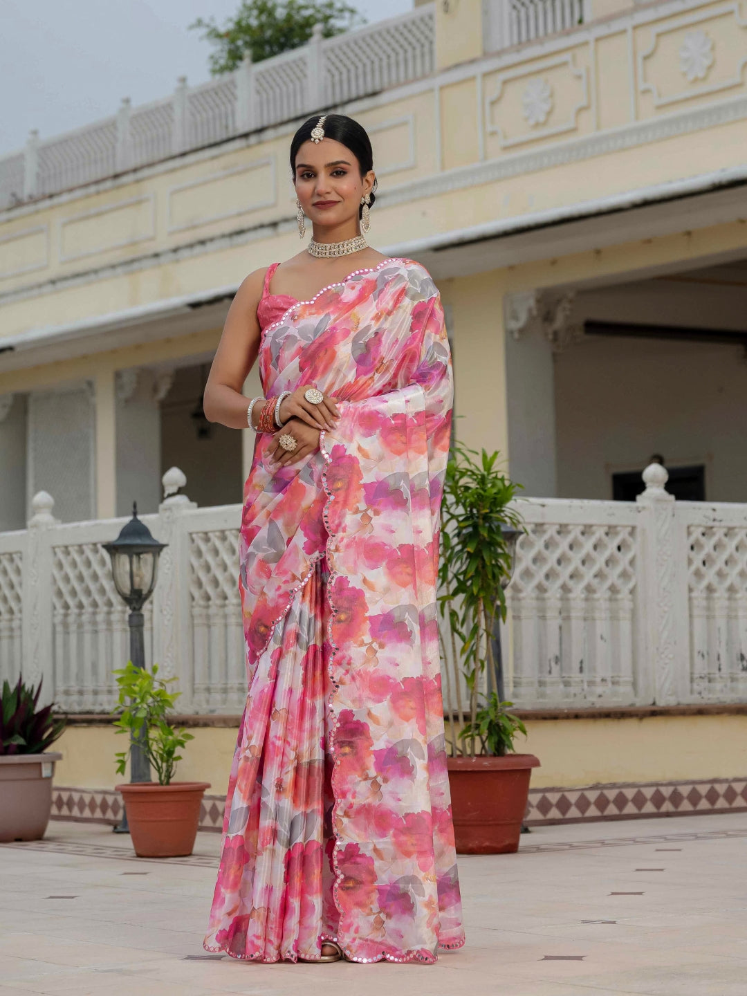 Urban Pallu Woven Design Silk Blend Fusion Saree