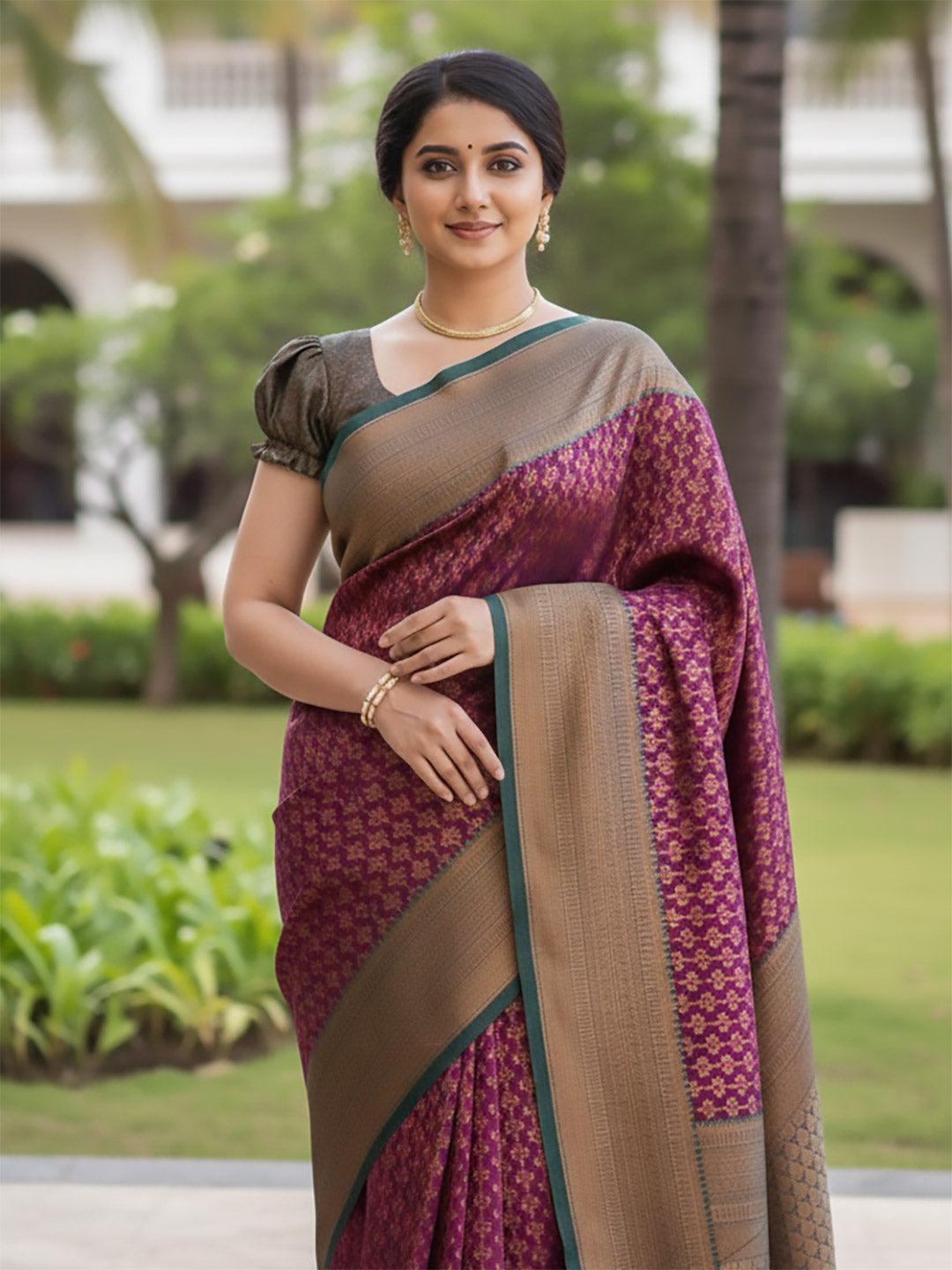 Urban Pallu Woven Design Silk Blend Work Saree