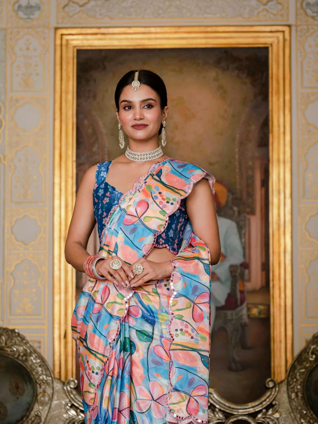 Urban Pallu Woven Design Silk Blend Fusion Saree
