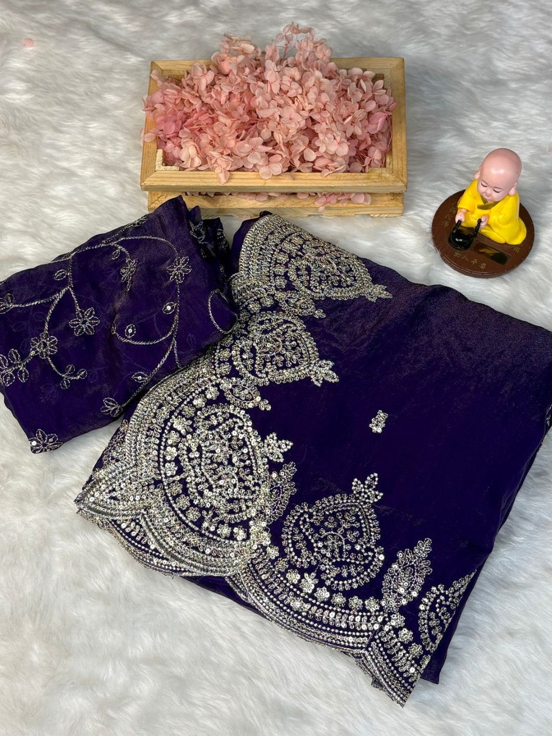 Urban Pallu Embroidered Poly Georgette Festive Saree