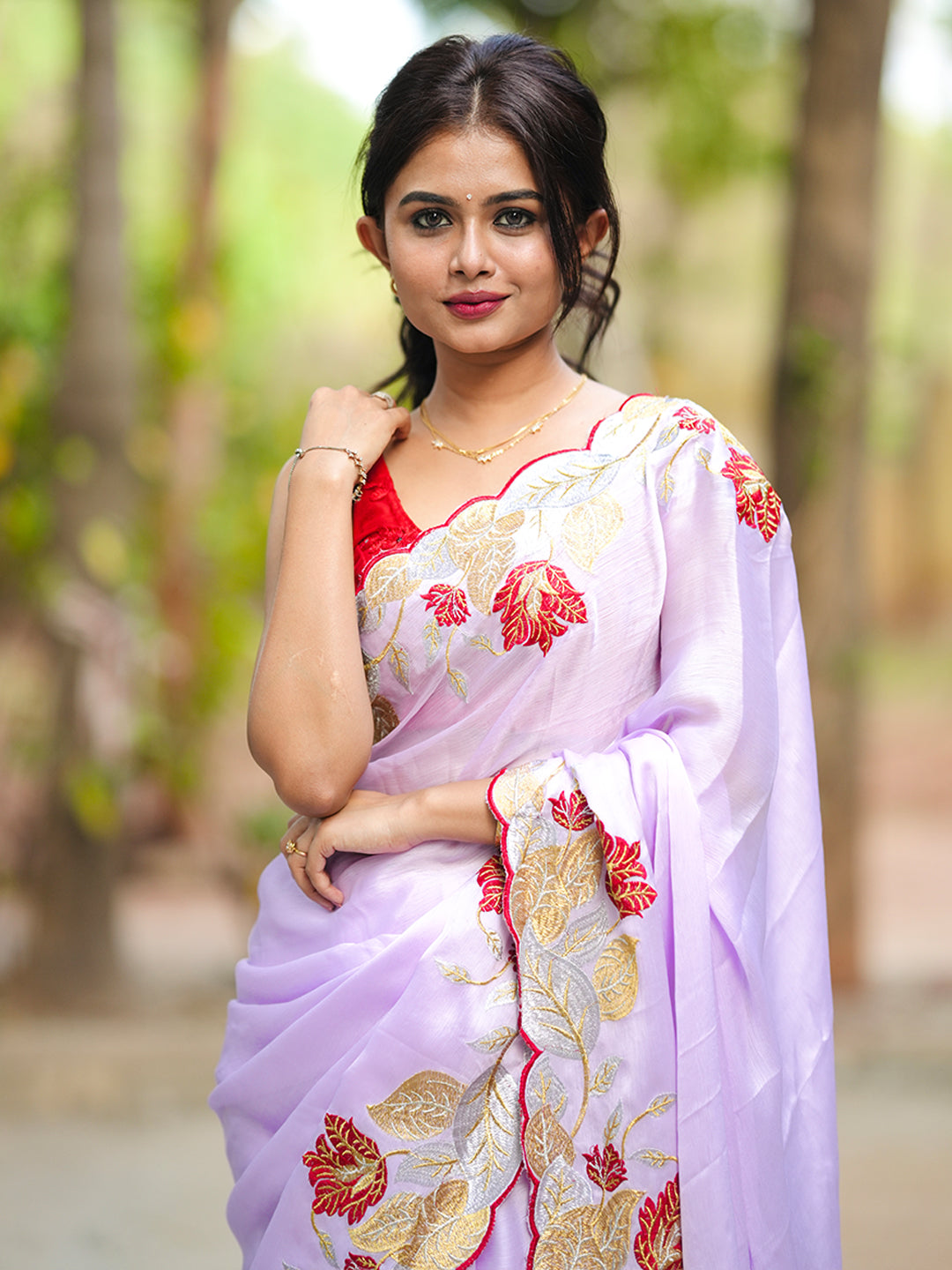 Urban Pallu Woven Design Poly Chiffon Traditional Saree