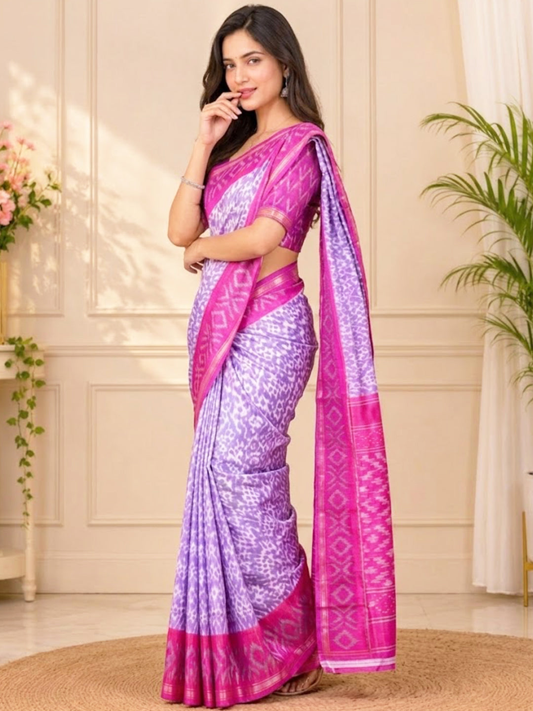 Urban Pallu Printed Silk Blend Festive Saree