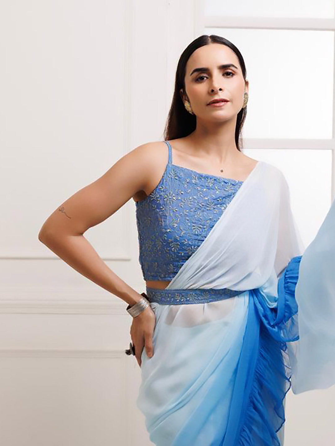 Urban Pallu Ombre Poly Georgette Saree