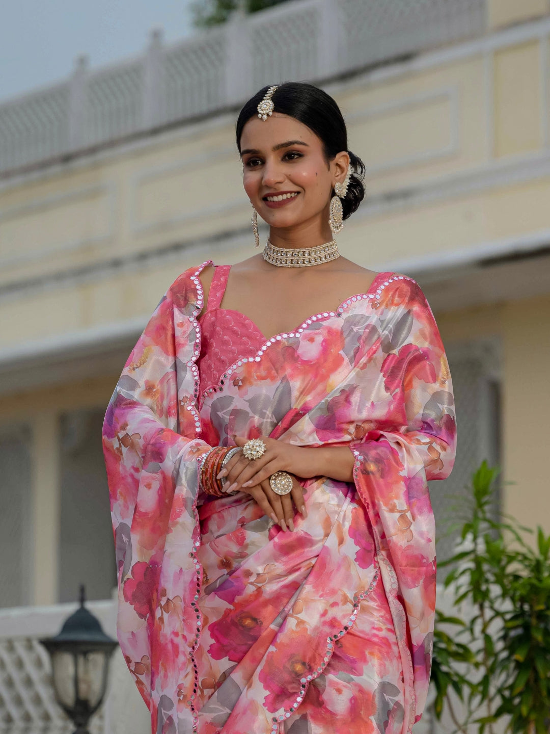 Urban Pallu Woven Design Silk Blend Fusion Saree