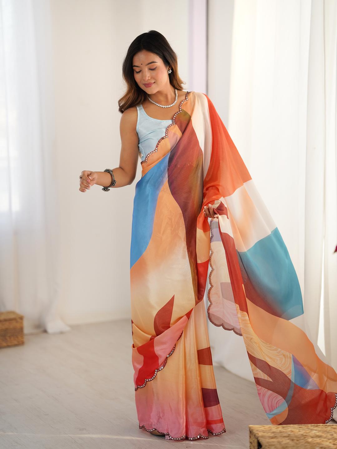 Urban Pallu Sequinned Silk Blend Designer Saree