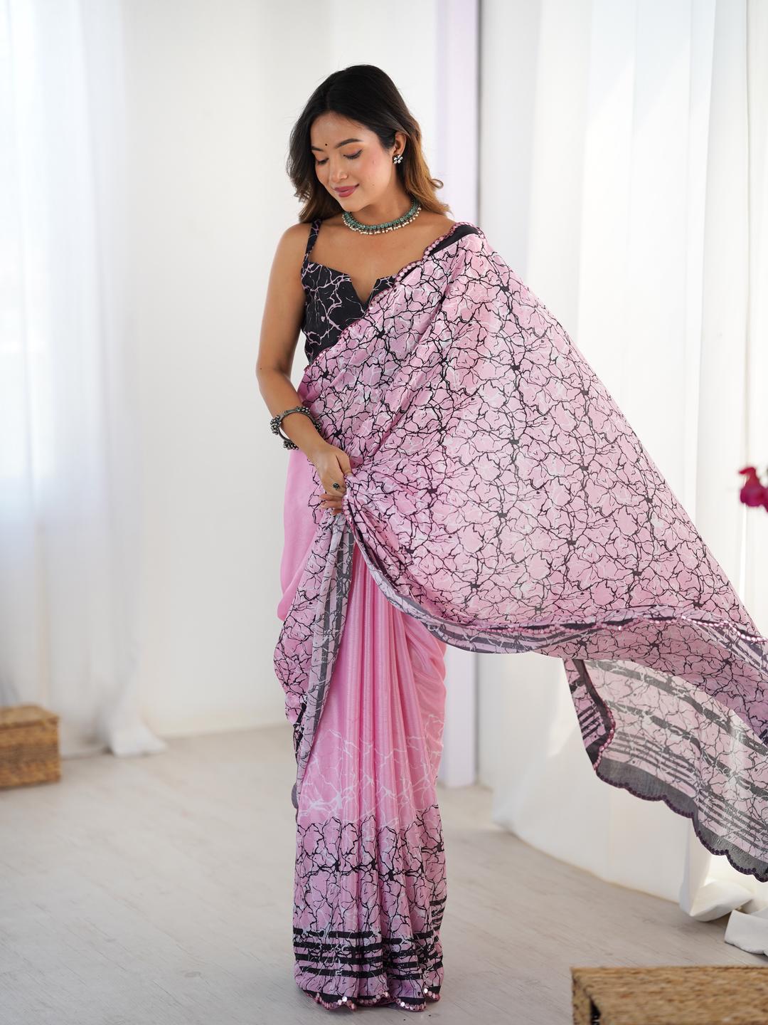 Urban Pallu Sequinned Silk Blend Saree