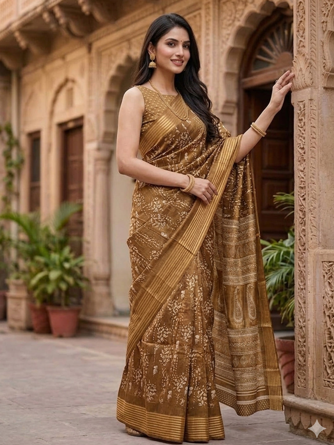 Urban Pallu Printed Silk Blend Festive Saree