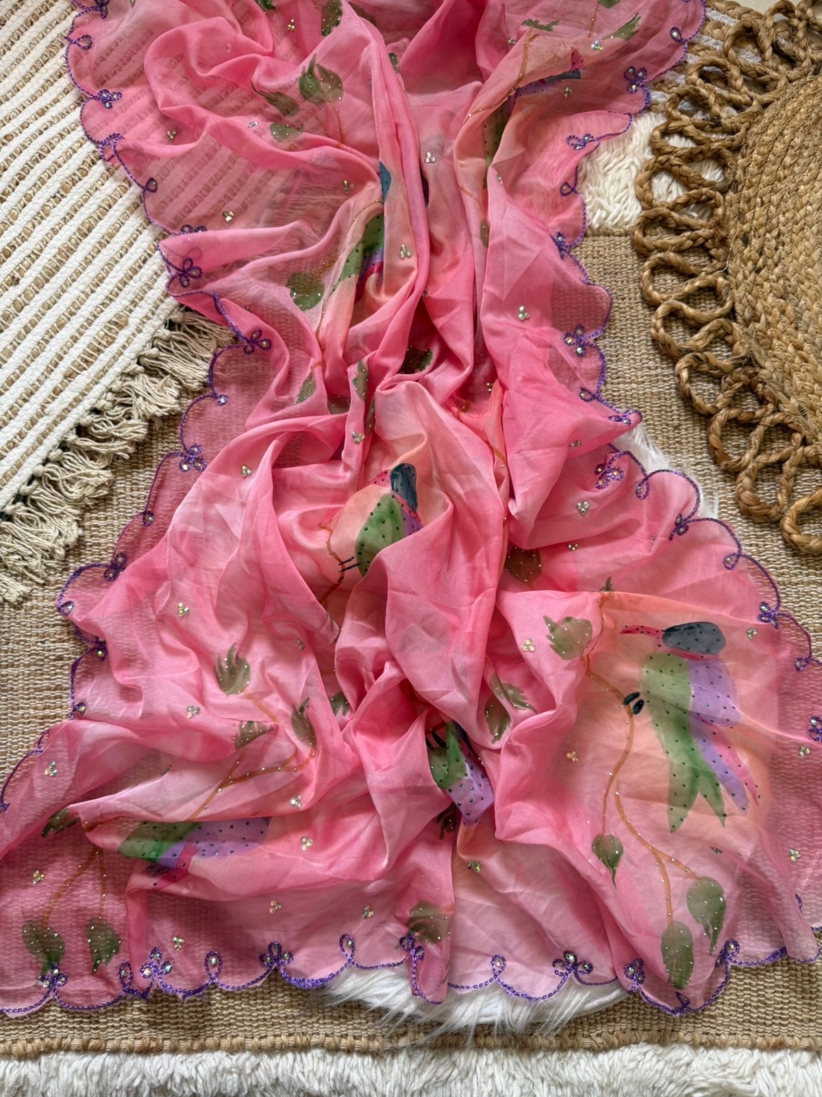Urban Pallu Printed Organza Festive Saree