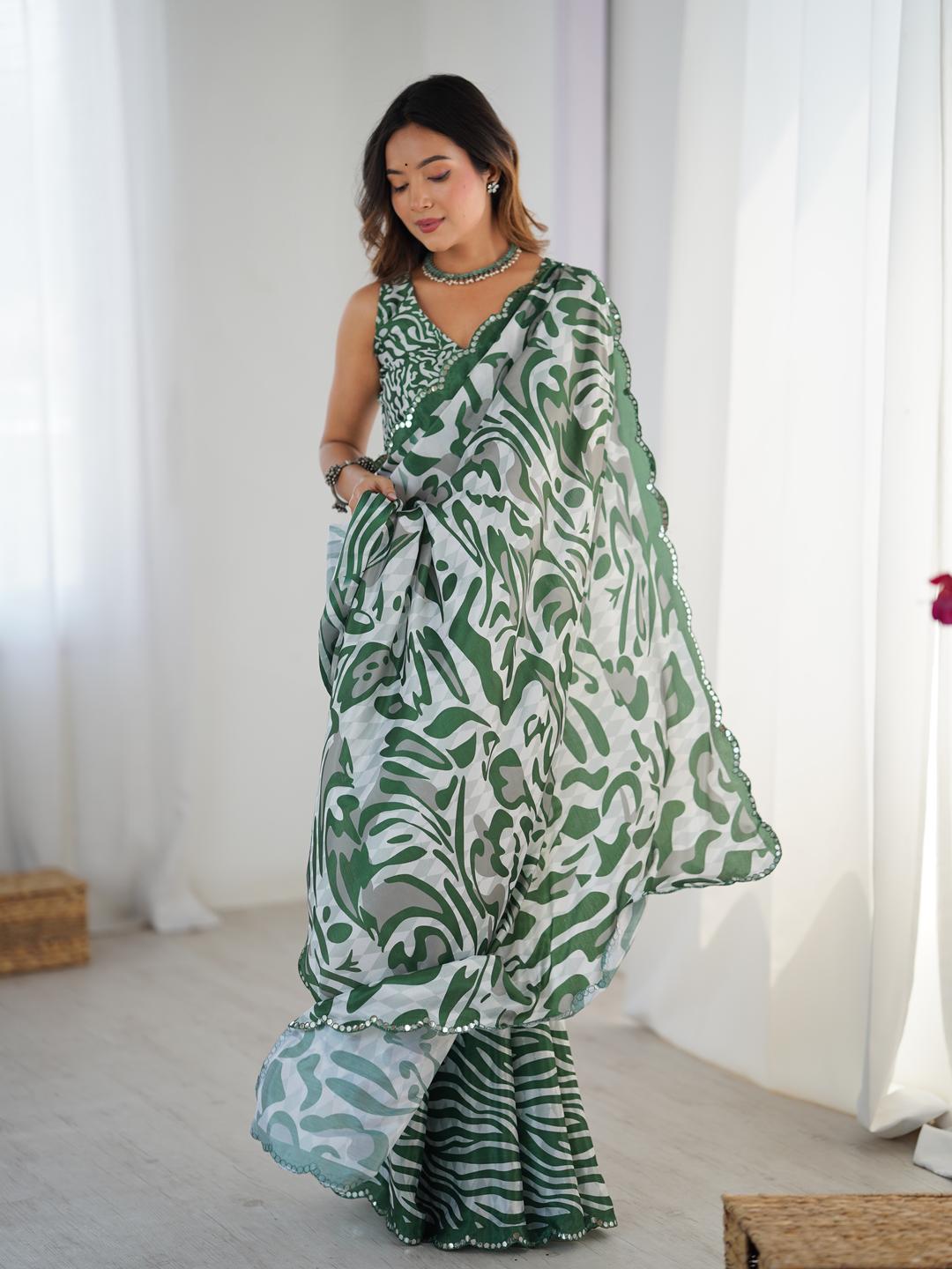 Urban Pallu Sequinned Silk Blend Designer Saree