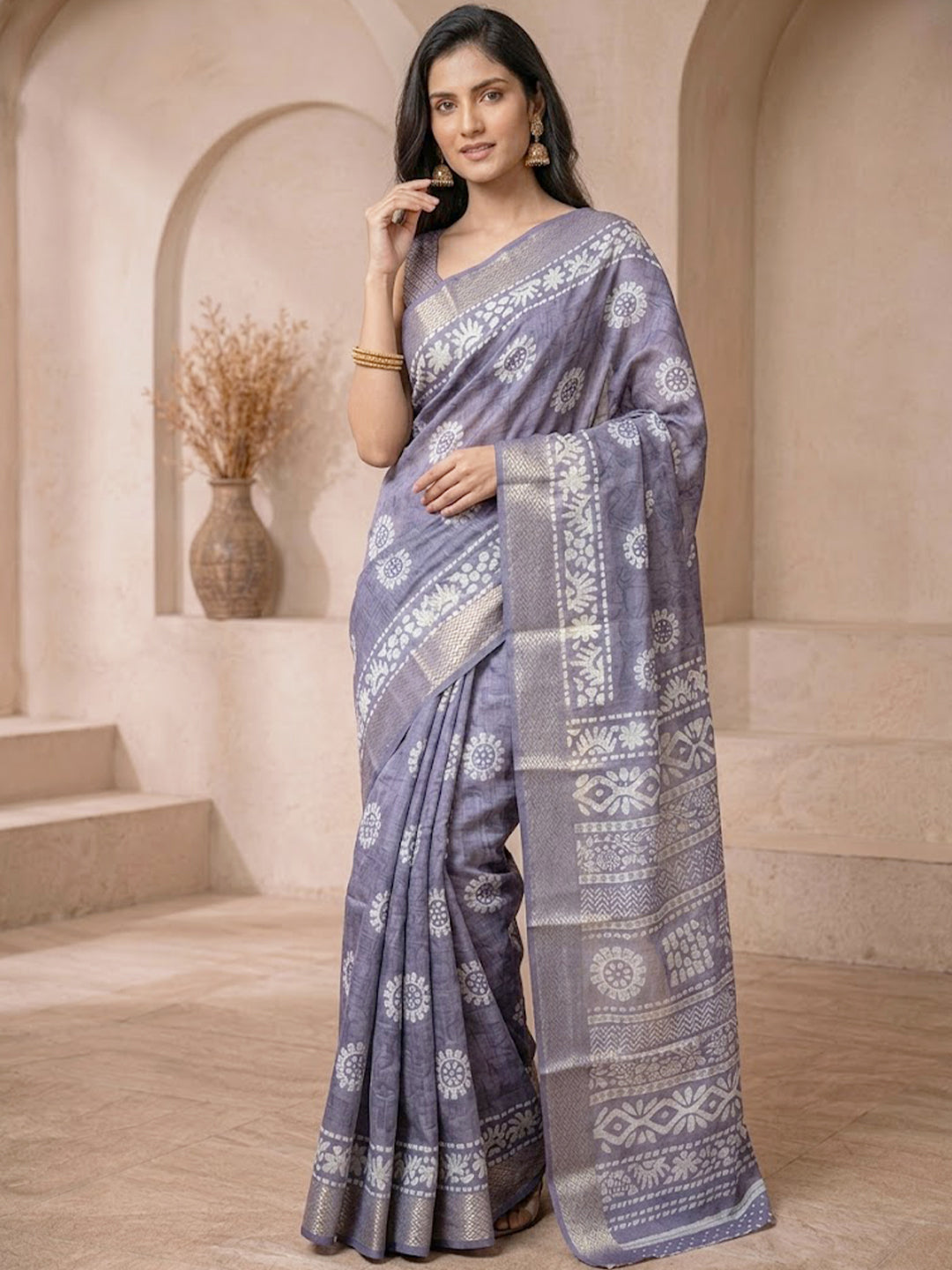 Urban Pallu Printed Cotton Blend Festive Saree