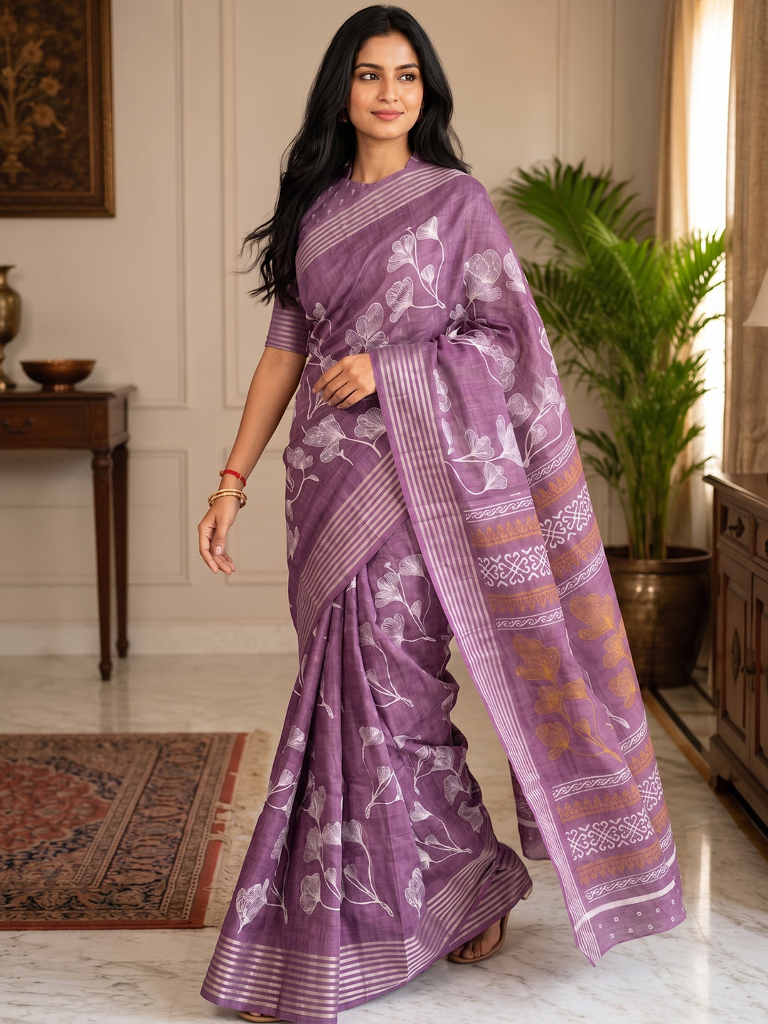 Urban Pallu Printed Silk Blend Festive Saree