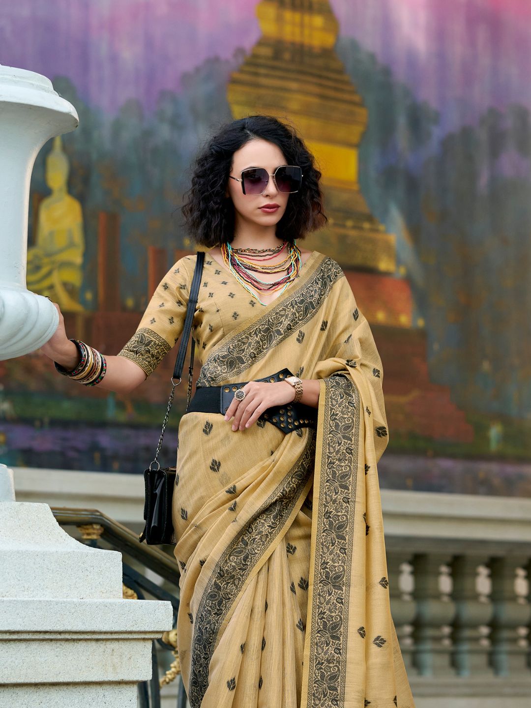 Urban Pallu Woven Design Cotton Blend Daily Saree