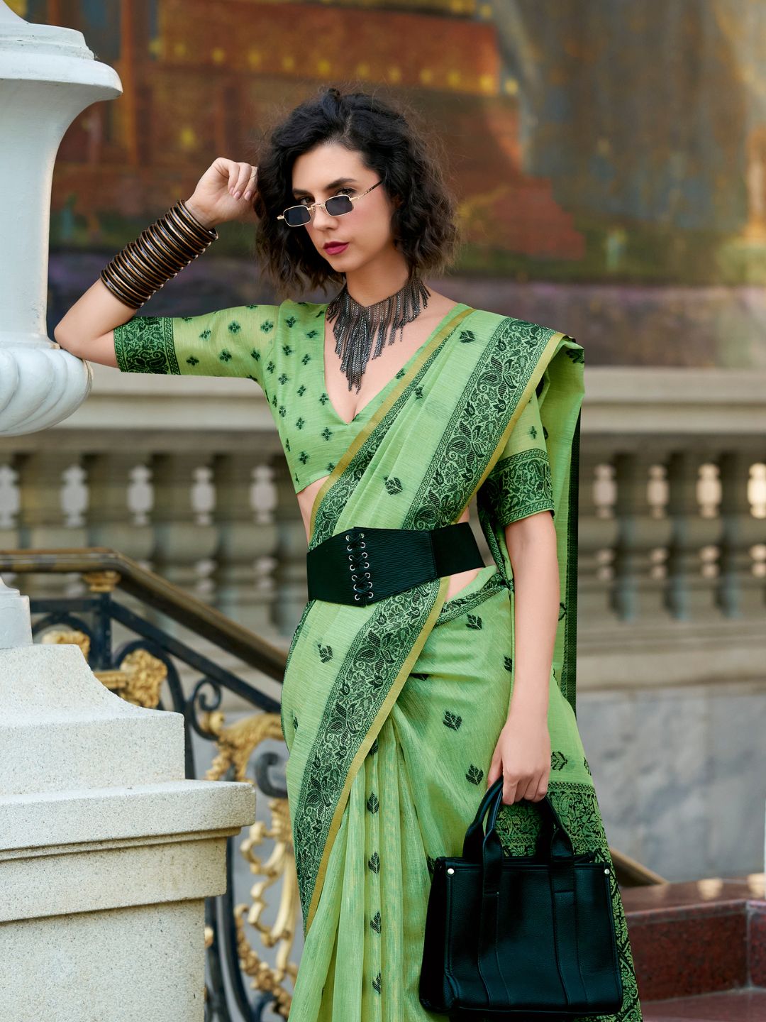 Urban Pallu Woven Design Cotton Blend Daily Saree