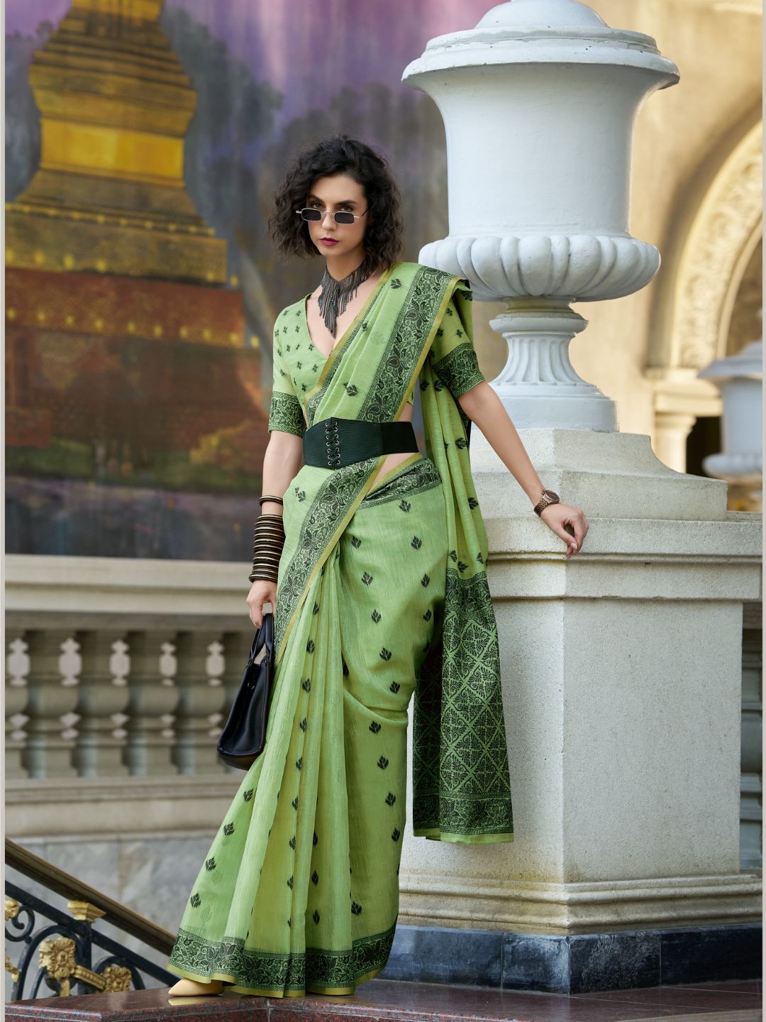Urban Pallu Woven Design Cotton Blend Daily Saree