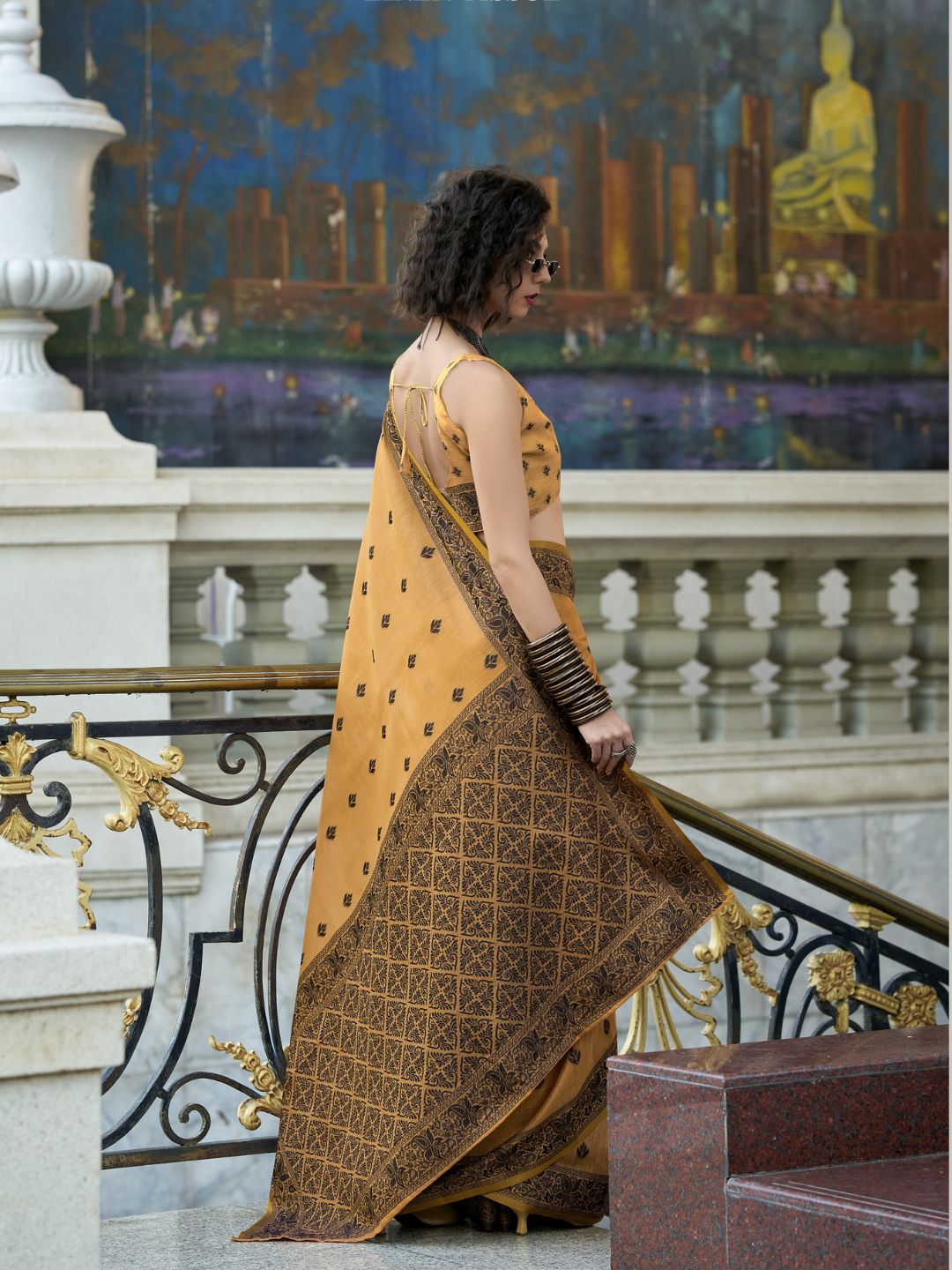 Urban Pallu Woven Design Cotton Blend Daily Saree