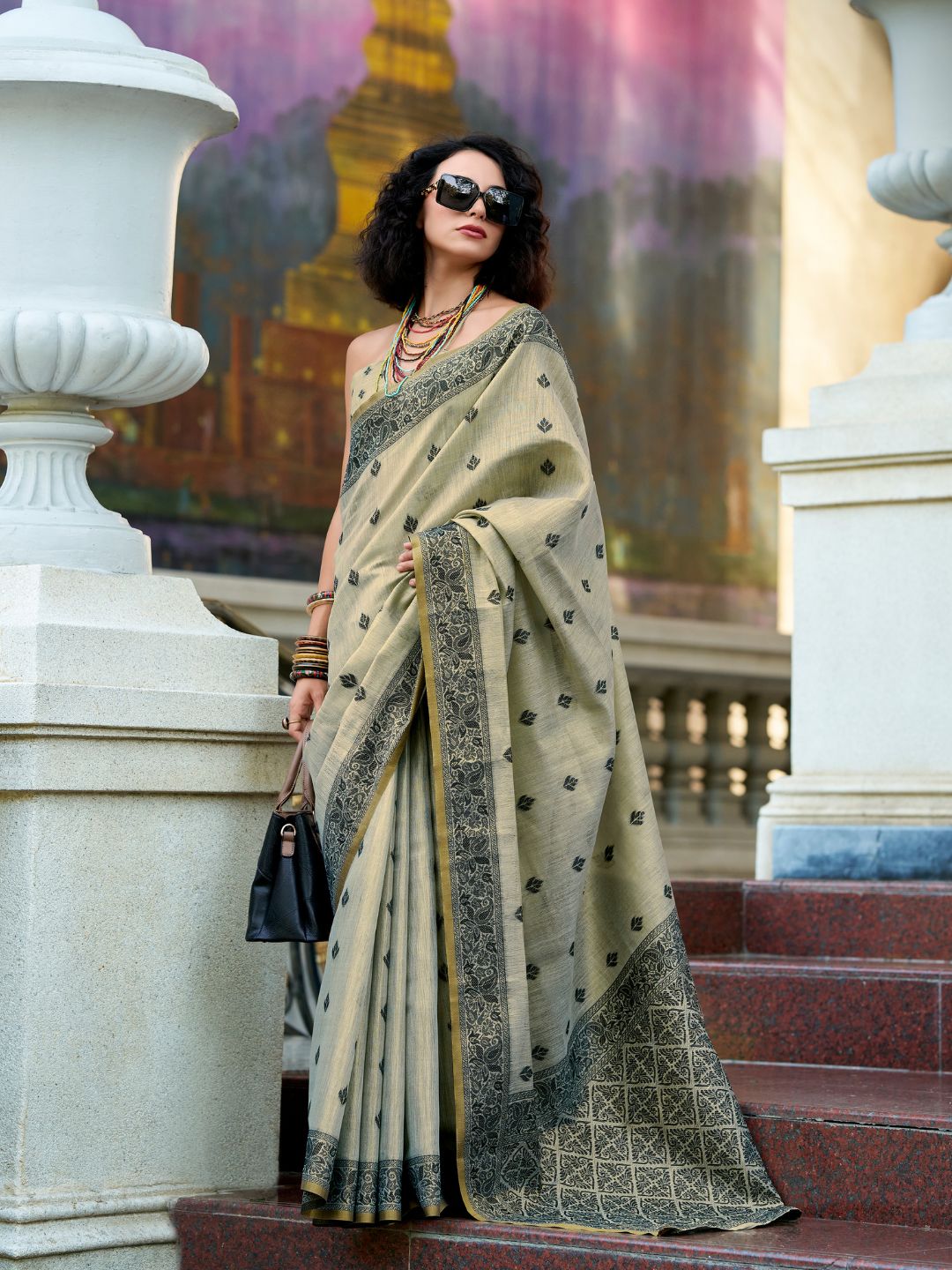 Urban Pallu Woven Design Cotton Blend Daily Saree