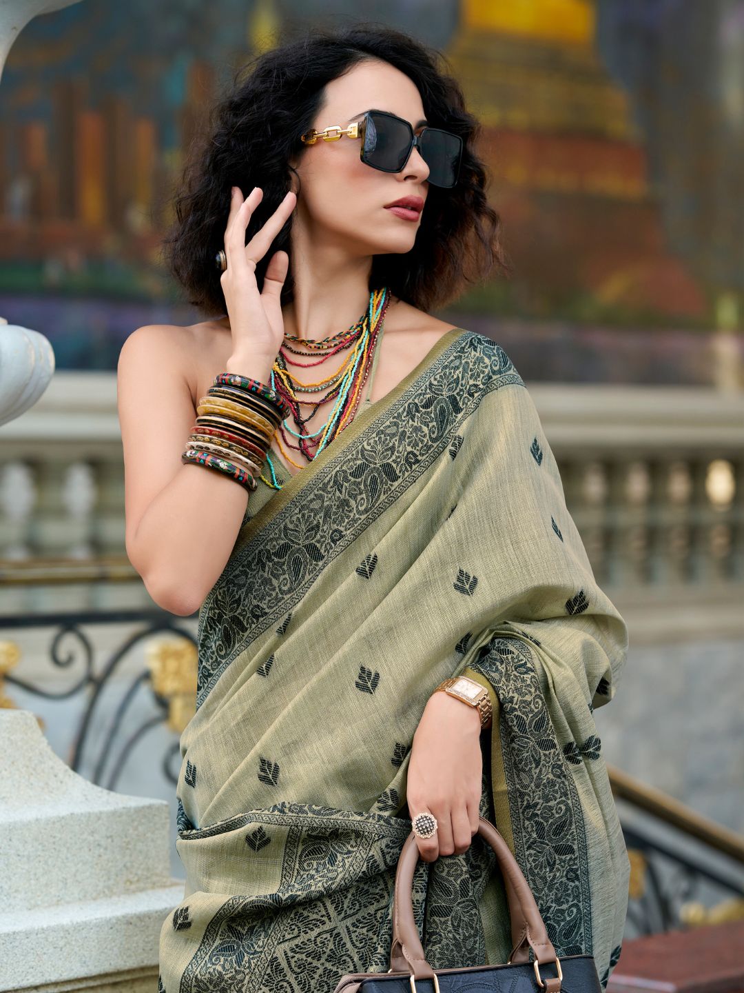 Urban Pallu Woven Design Cotton Blend Daily Saree