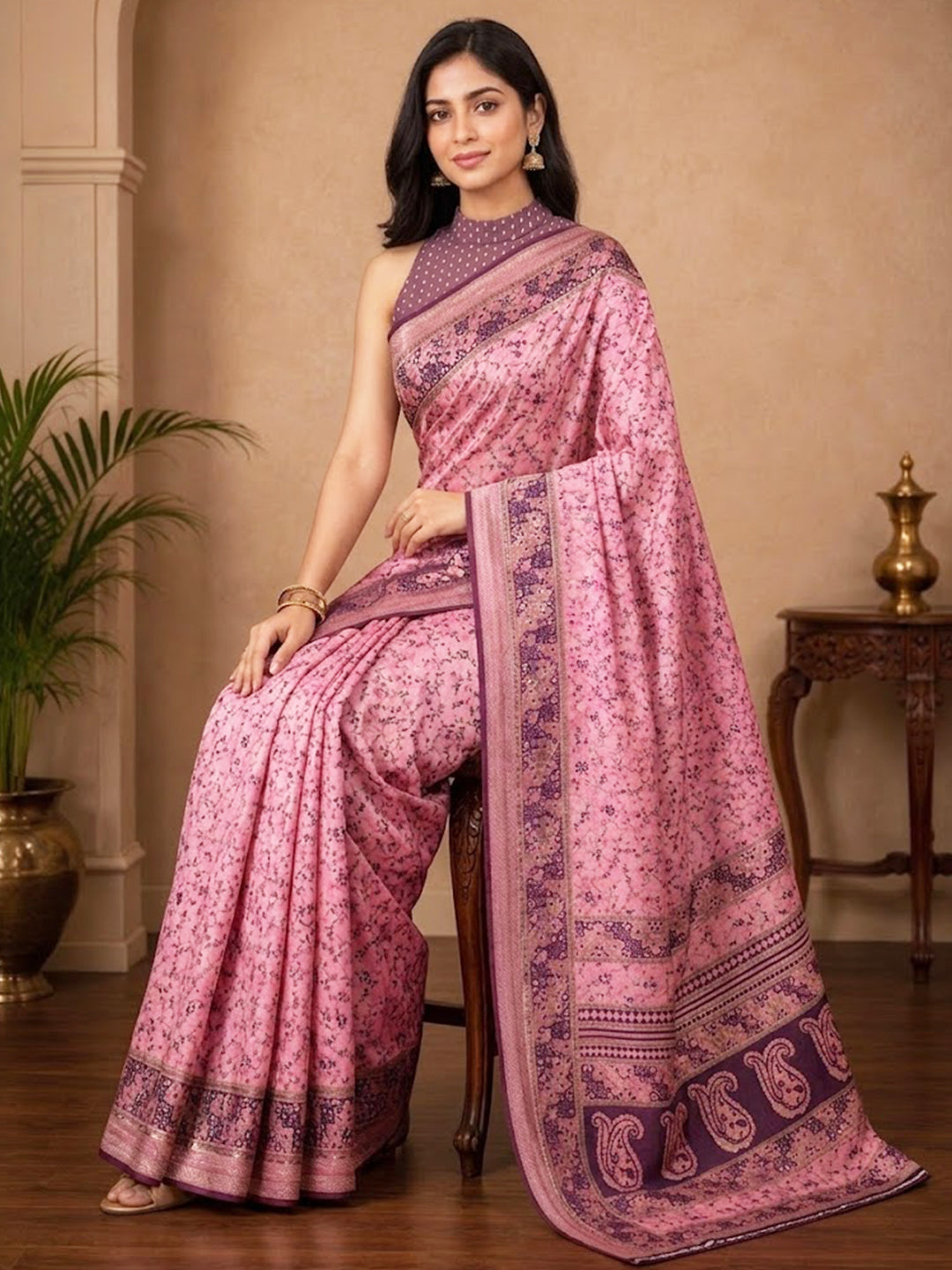 Urban Pallu Printed Silk Blend Festive Saree