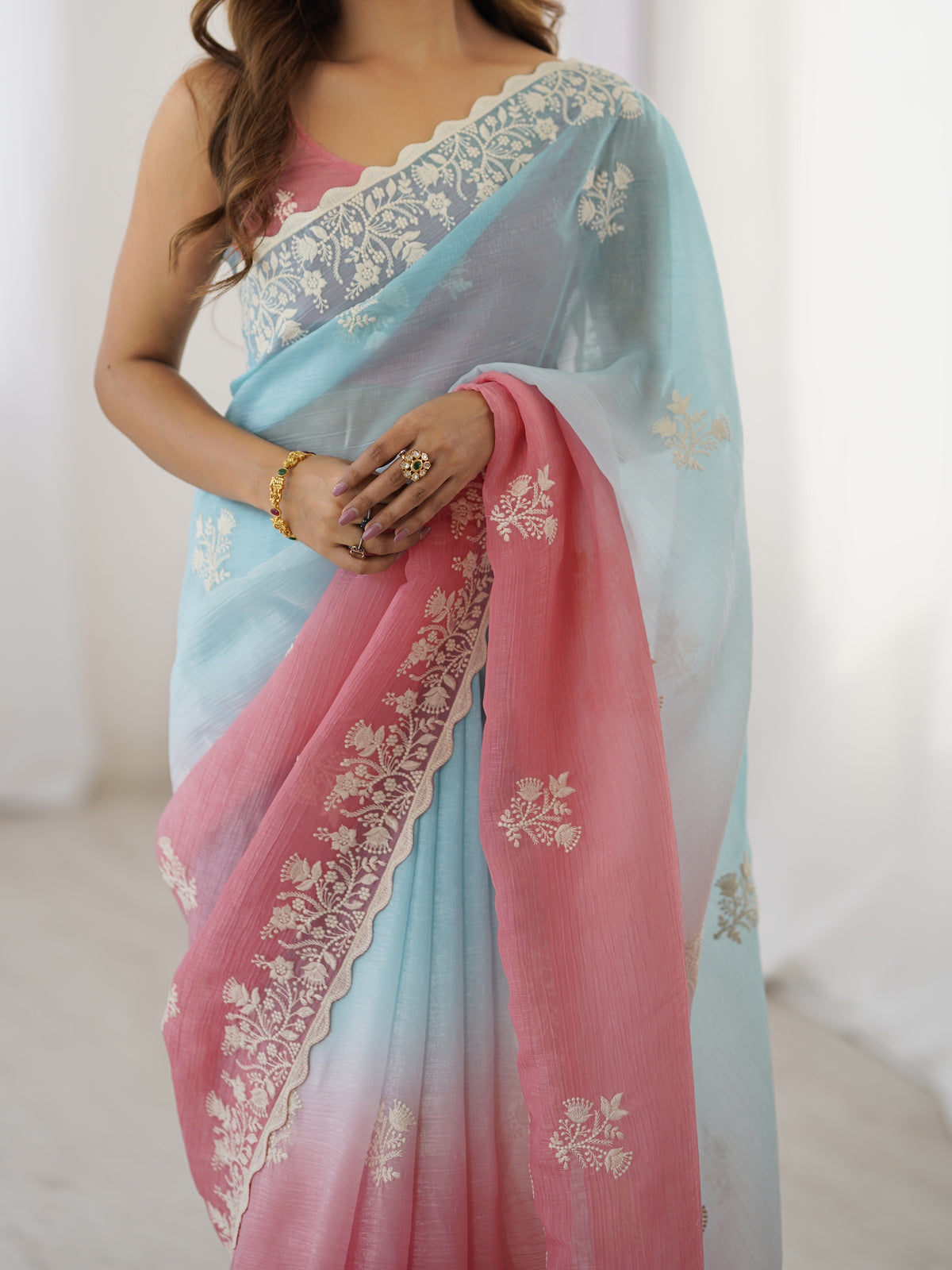 Urban Pallu Embroidered Organza Party Saree