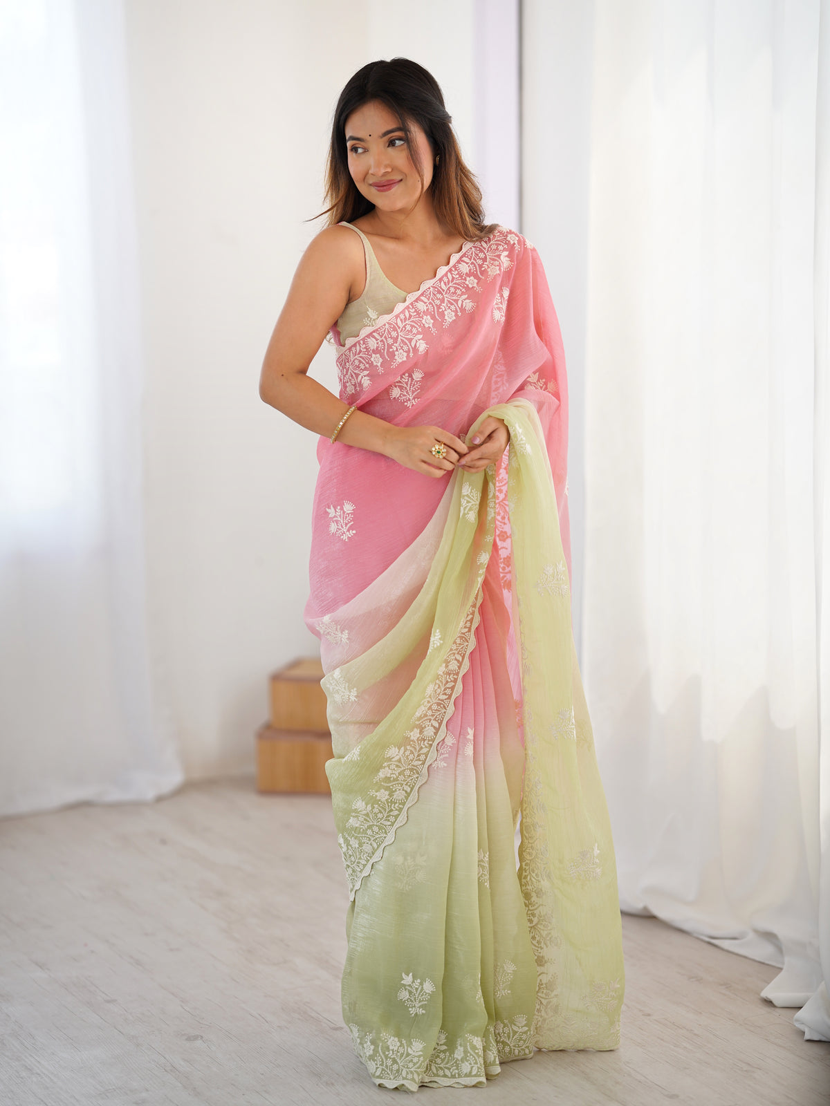 Urban Pallu Embroidered Organza Party Saree
