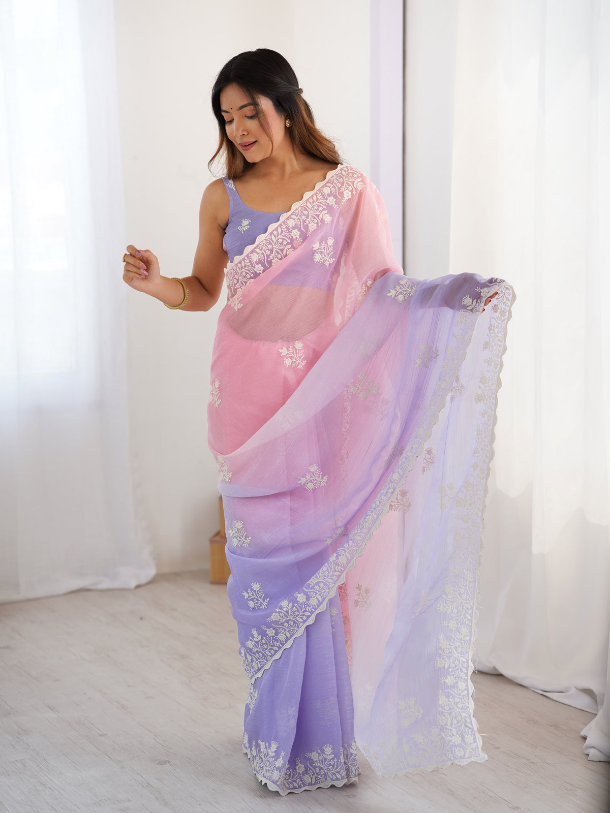 Urban Pallu Embroidered Organza Party Saree