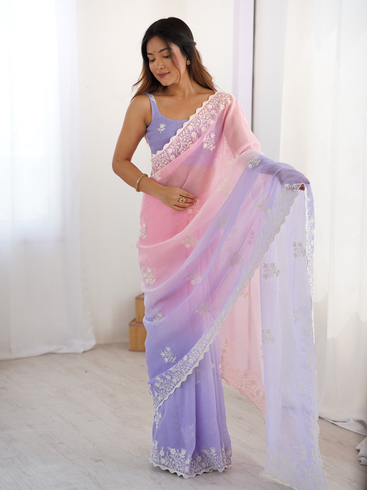 Urban Pallu Embroidered Organza Party Saree