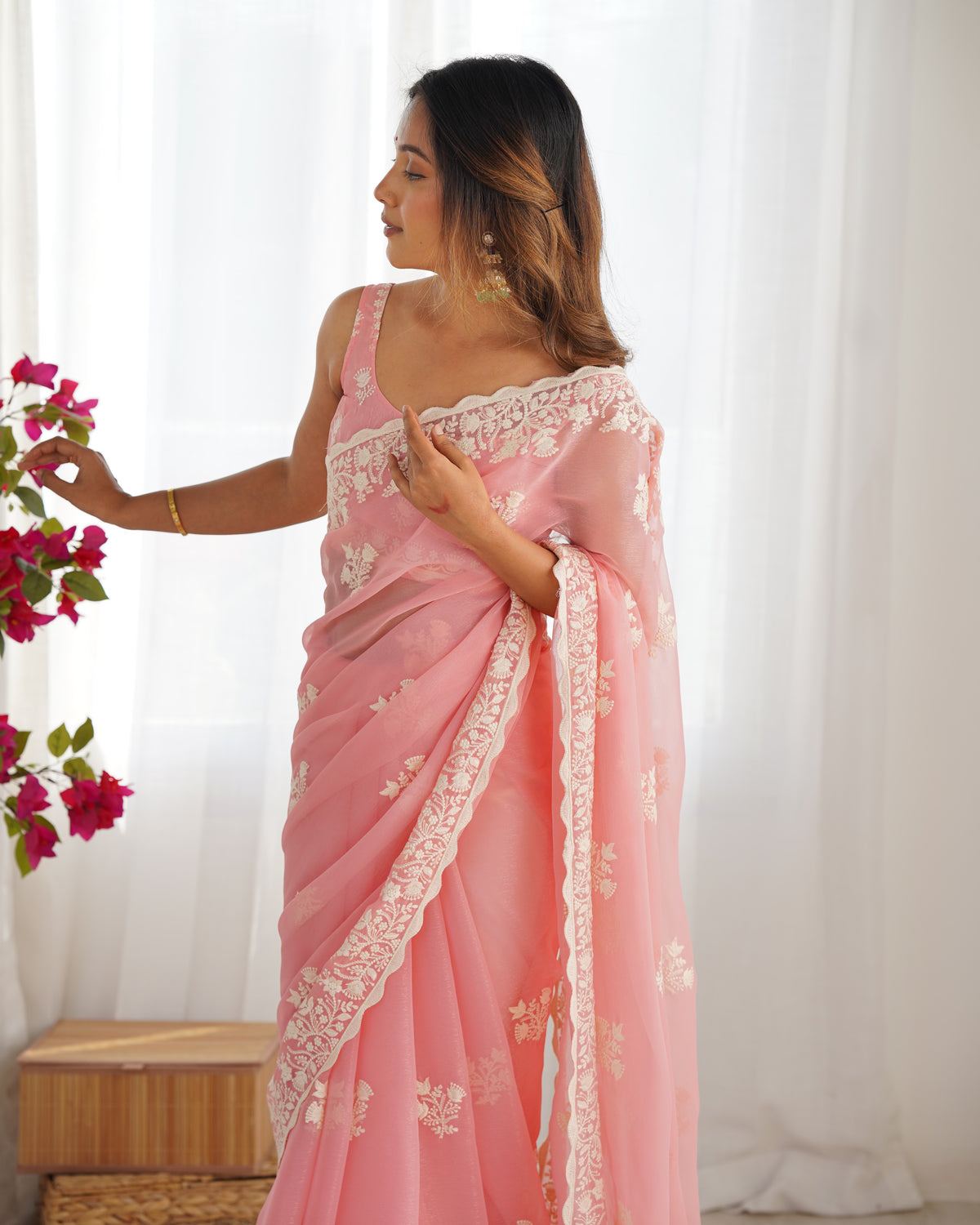 Urban Pallu Embroidered Organza Party Saree