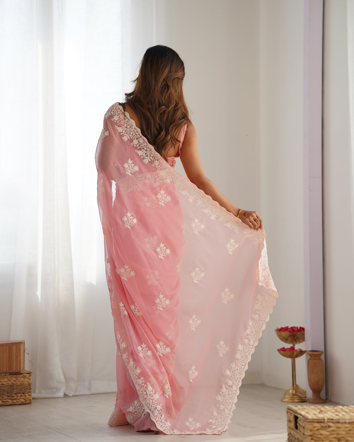 Urban Pallu Embroidered Organza Party Saree