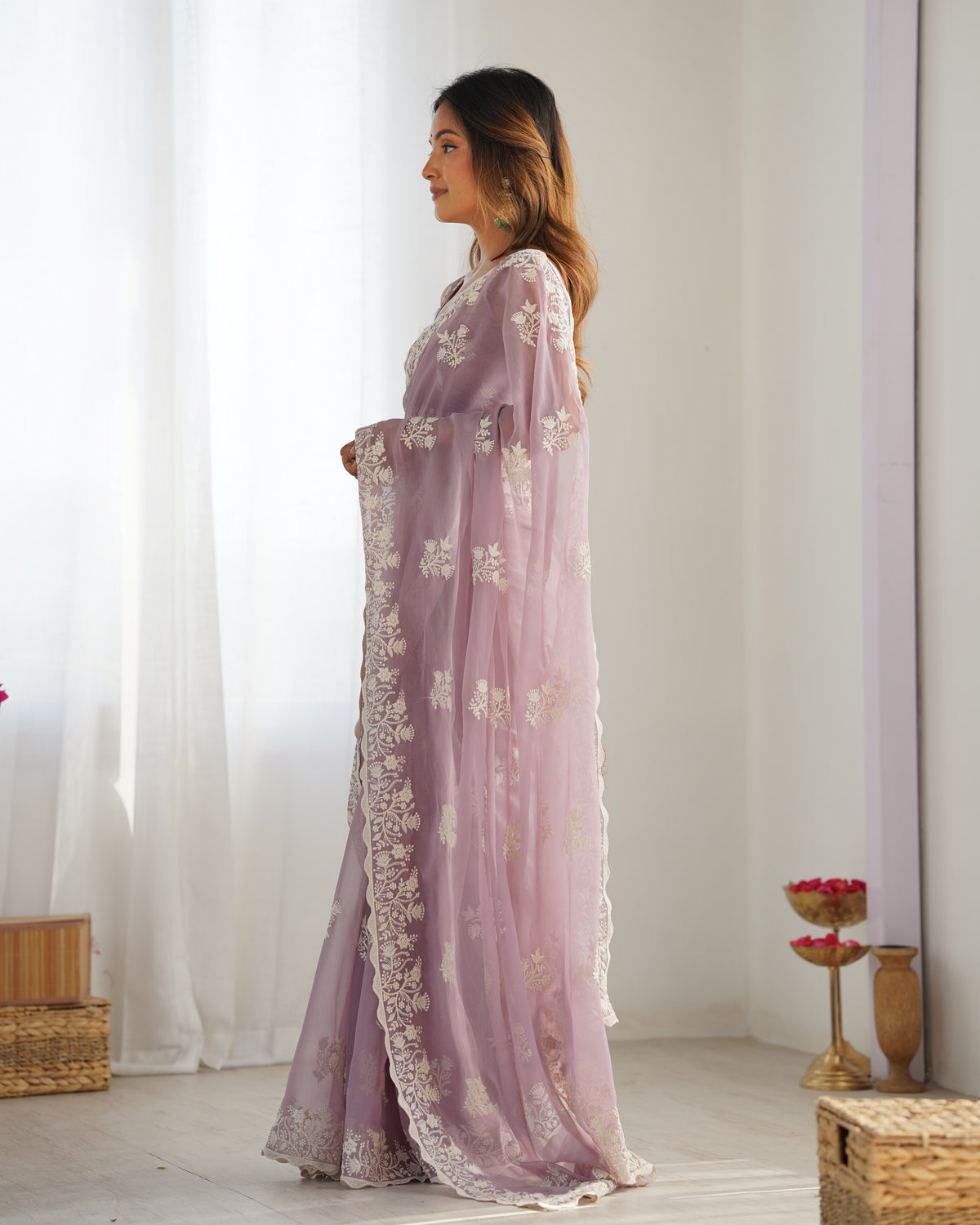 Urban Pallu Embroidered Organza Party Saree
