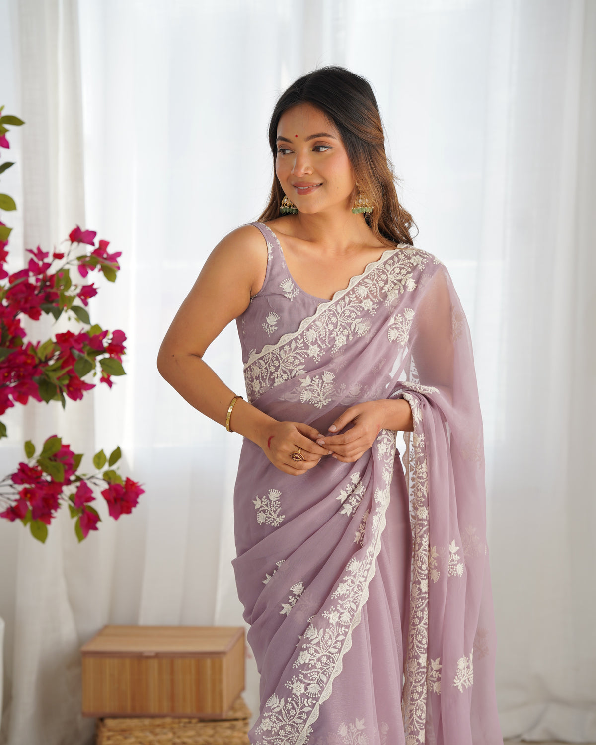 Urban Pallu Embroidered Organza Party Saree