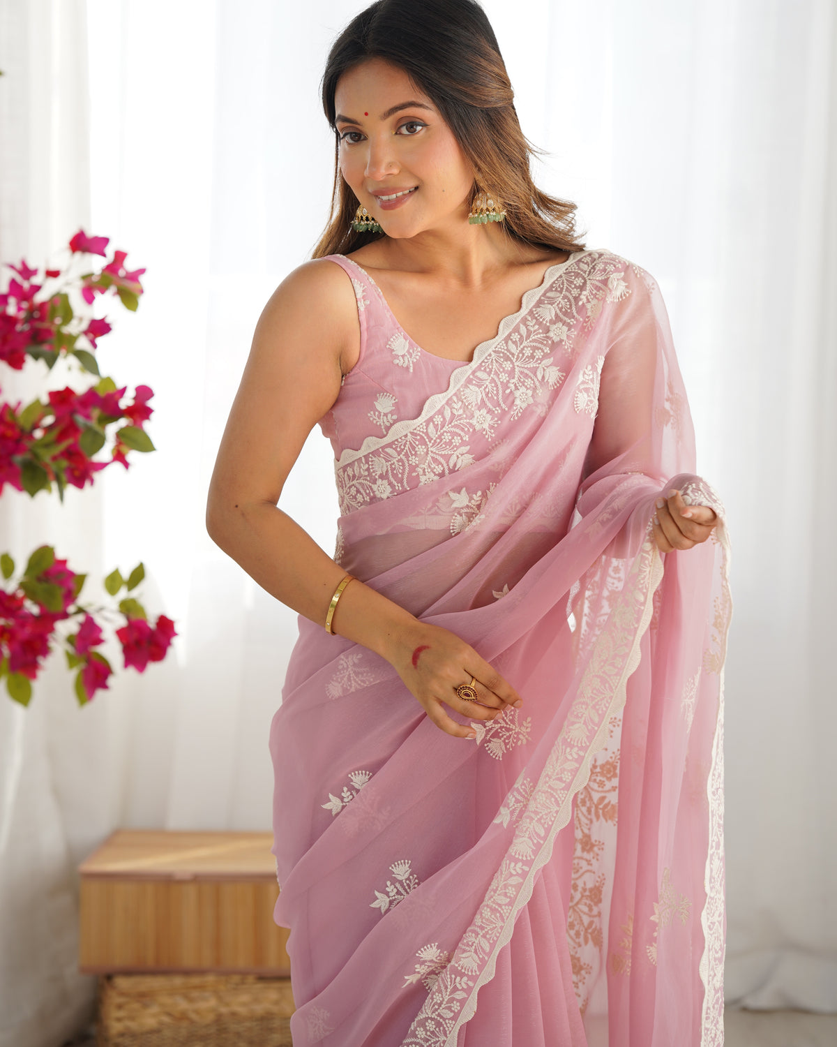 Urban Pallu Embroidered Organza Party Saree