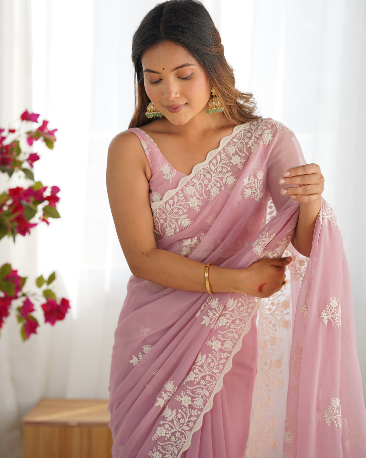 Urban Pallu Embroidered Organza Party Saree