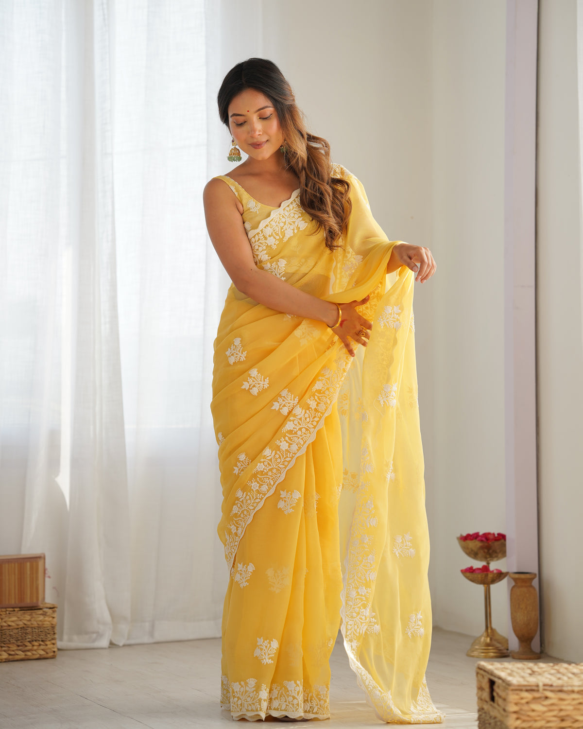 Urban Pallu Embroidered Organza Party Saree