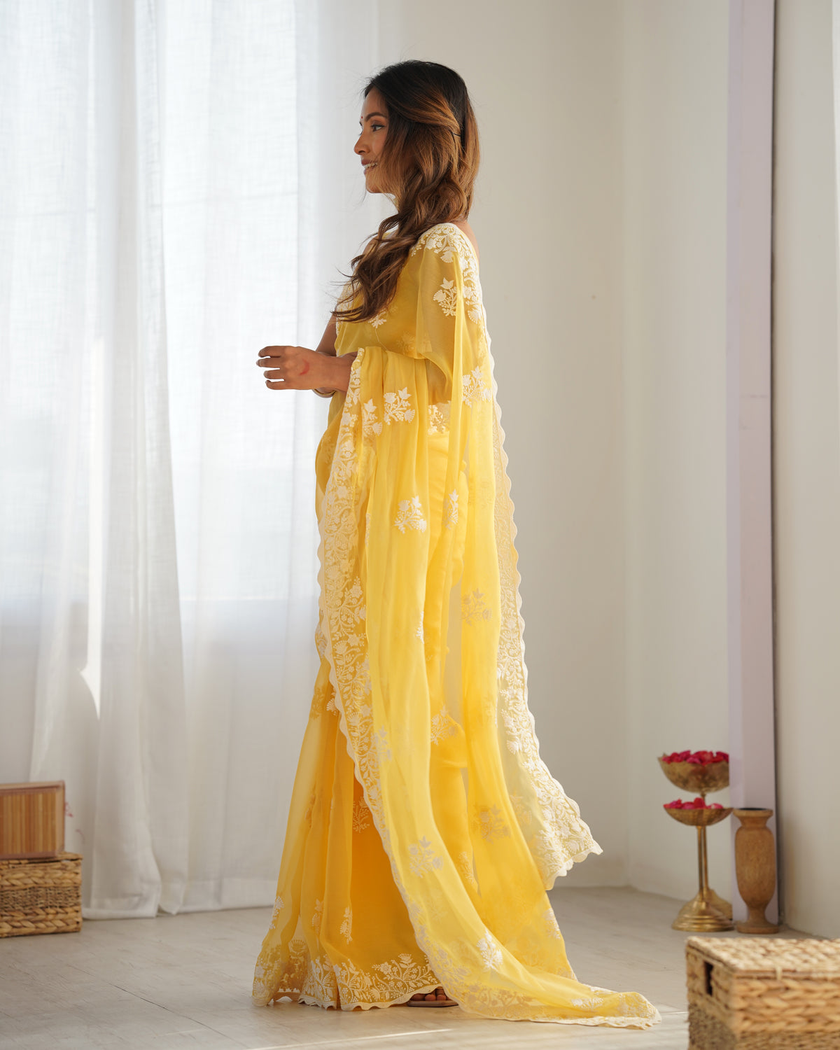 Urban Pallu Embroidered Organza Party Saree