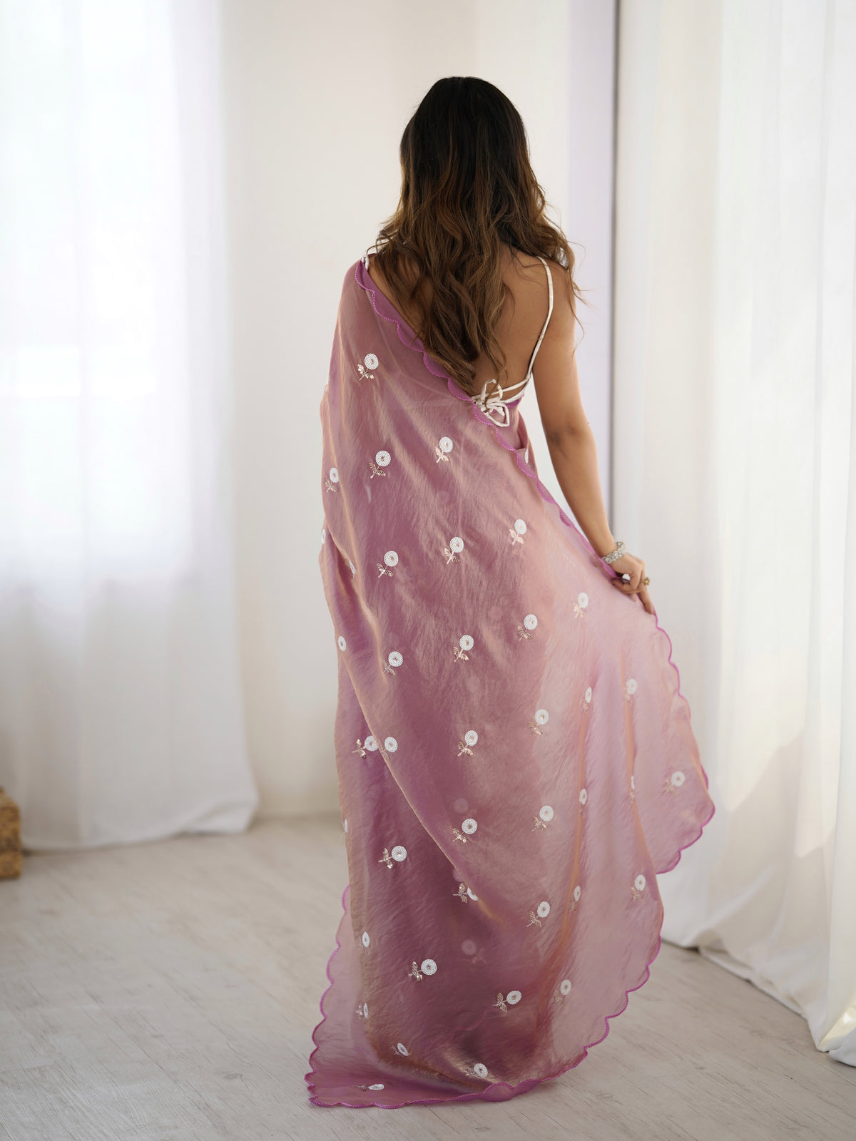 Urban Pallu Solid Poly Georgette Festive Saree