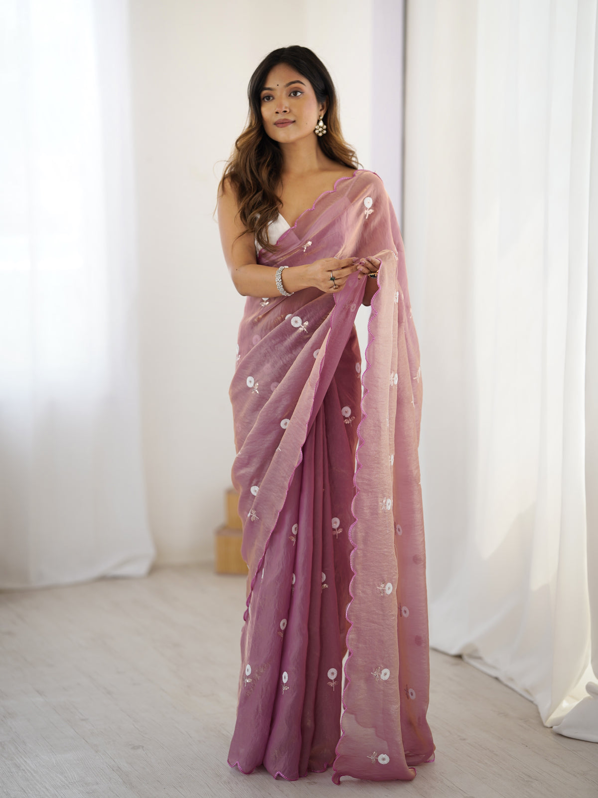 Urban Pallu Solid Poly Georgette Festive Saree