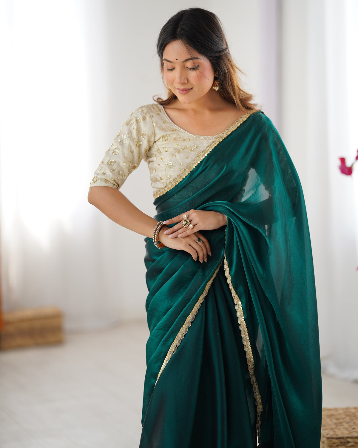 Urban Pallu Solid Tissue Festive Saree