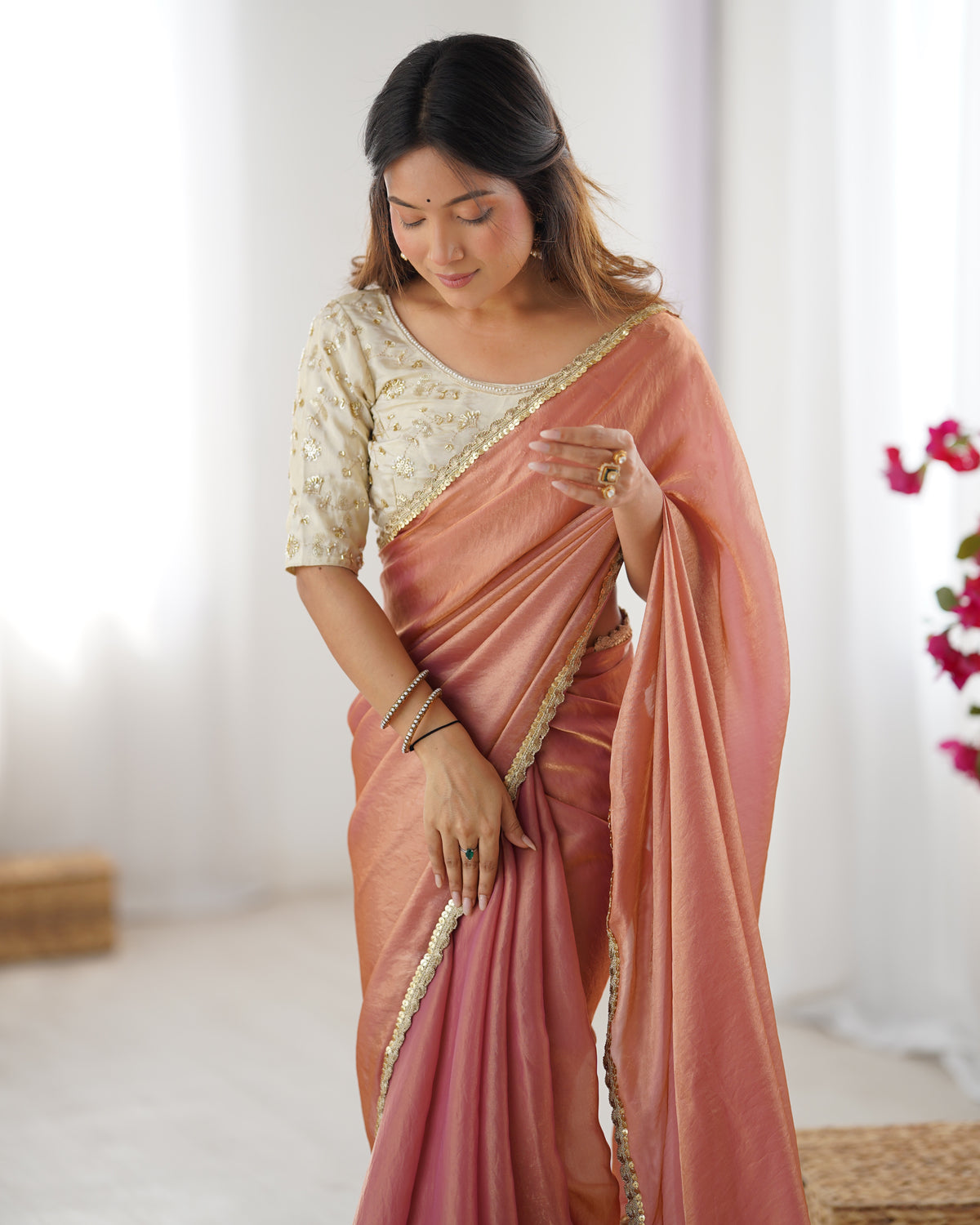 Urban Pallu Solid Tissue Festive Saree