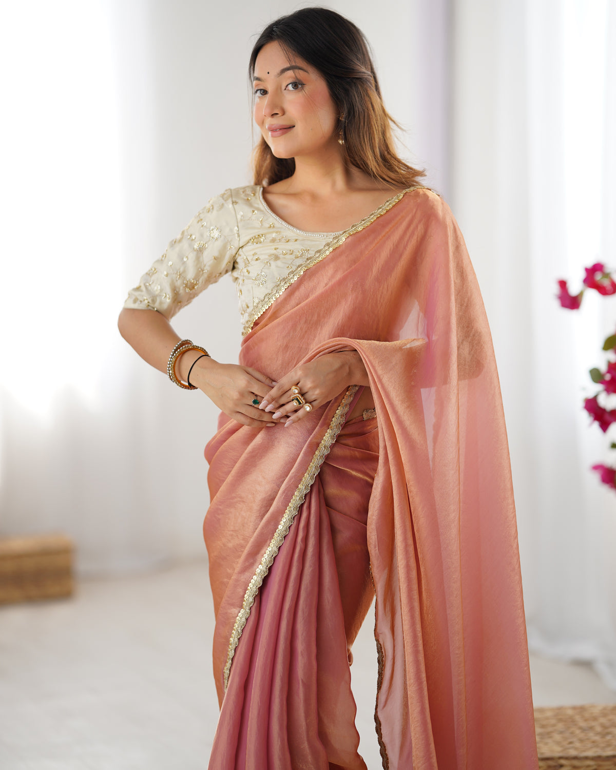 Urban Pallu Solid Tissue Festive Saree
