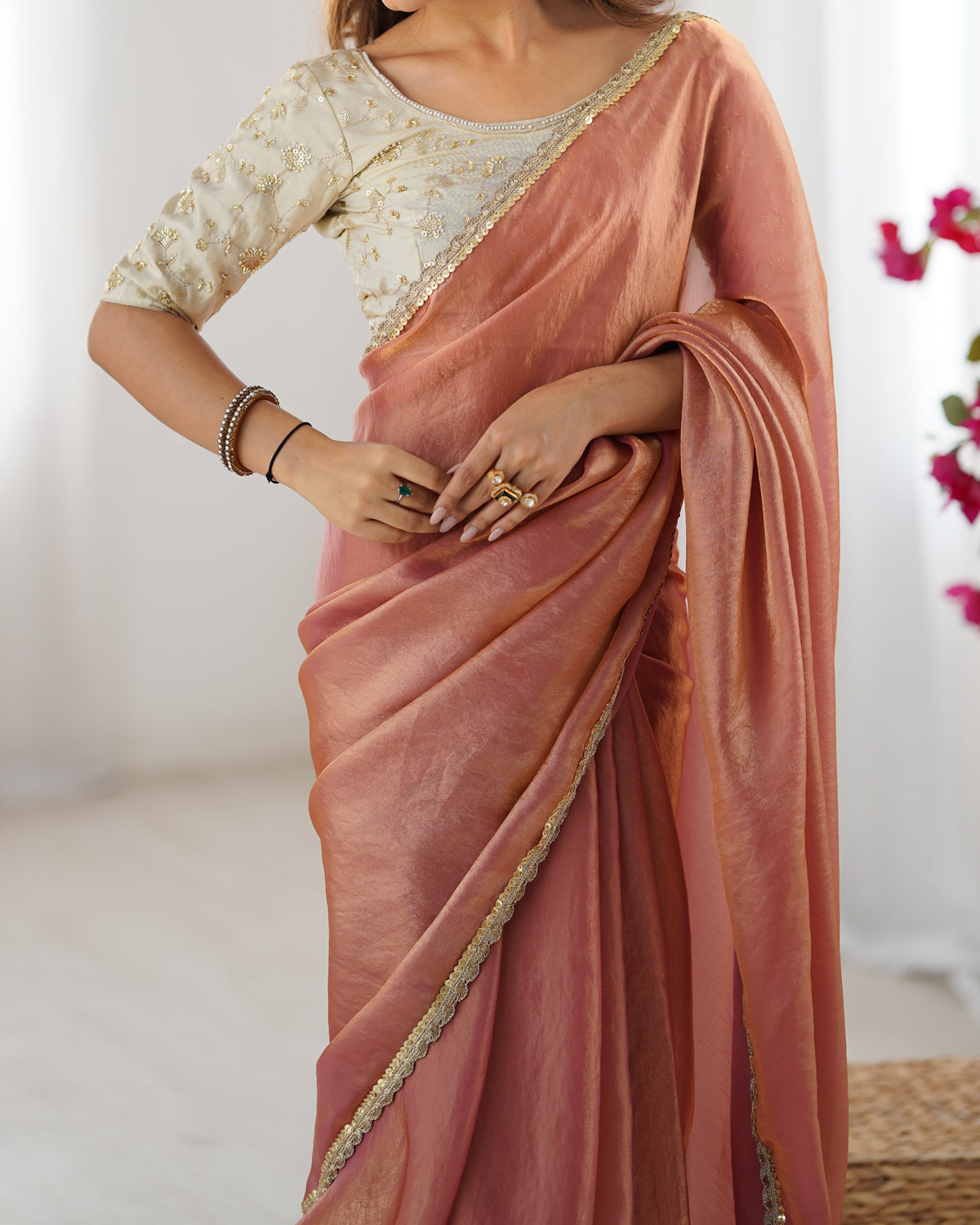 Urban Pallu Solid Tissue Festive Saree