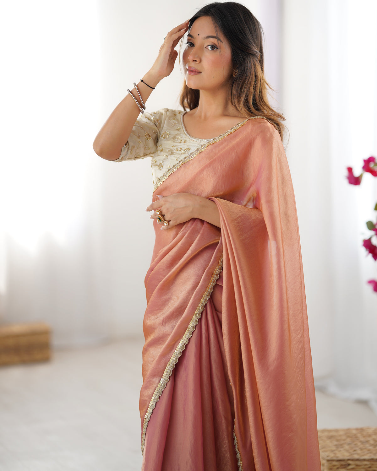 Urban Pallu Solid Tissue Festive Saree