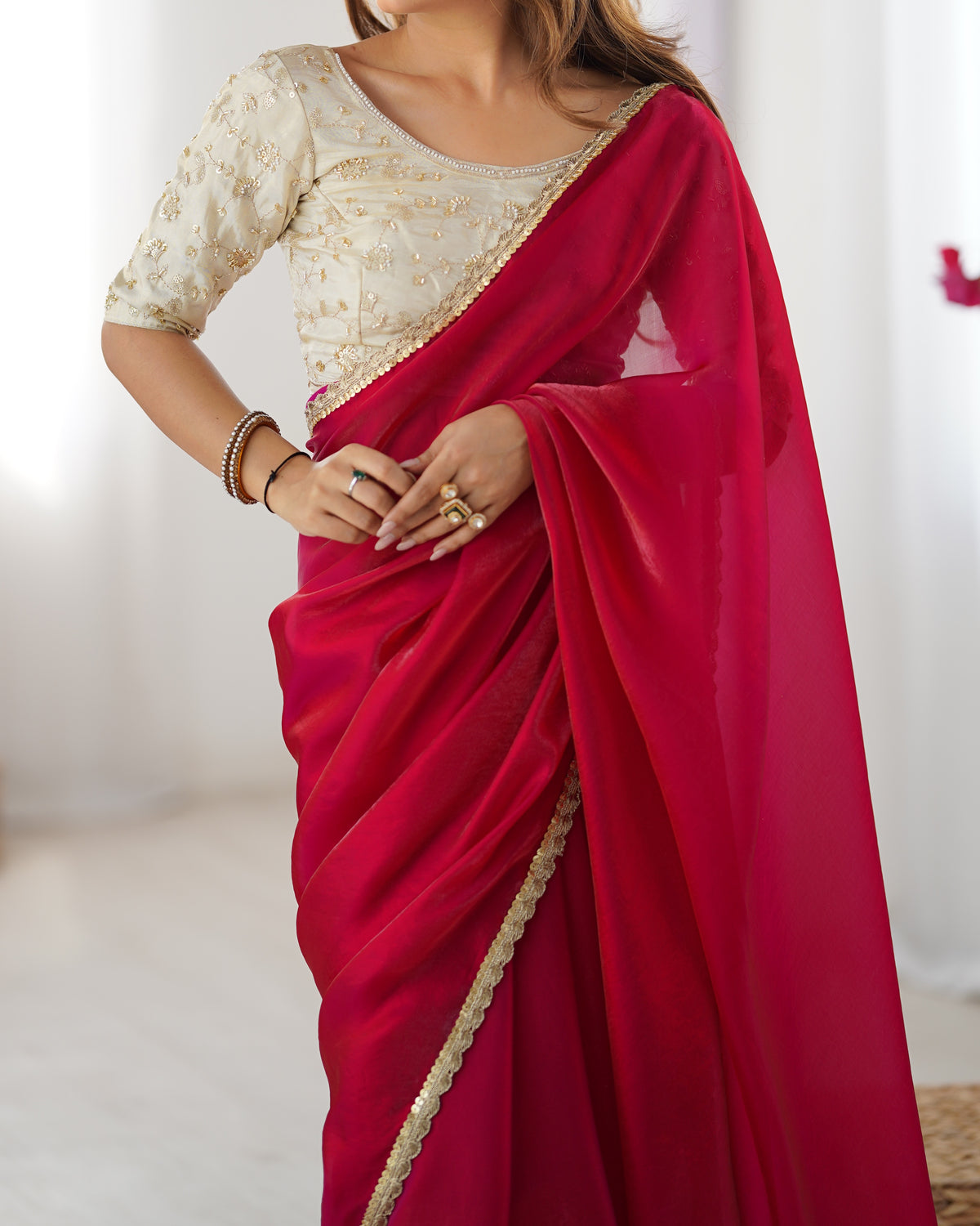 Urban Pallu Solid Tissue Festive Saree