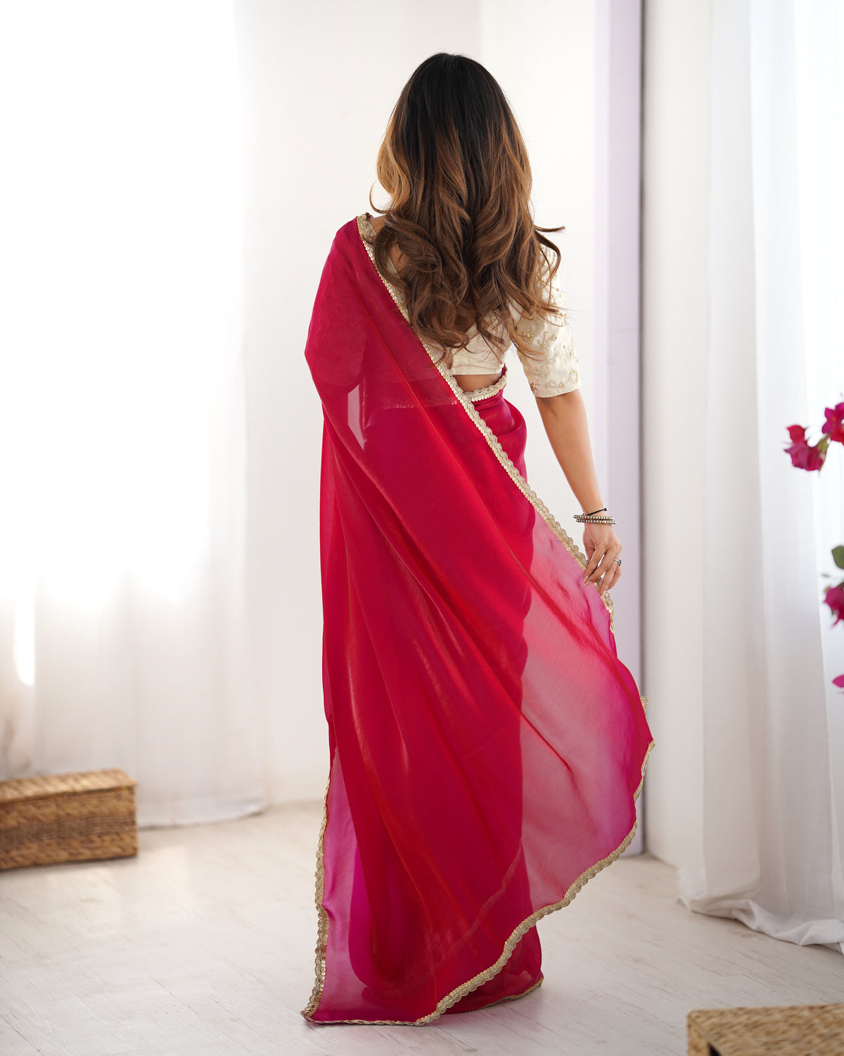 Urban Pallu Solid Tissue Festive Saree